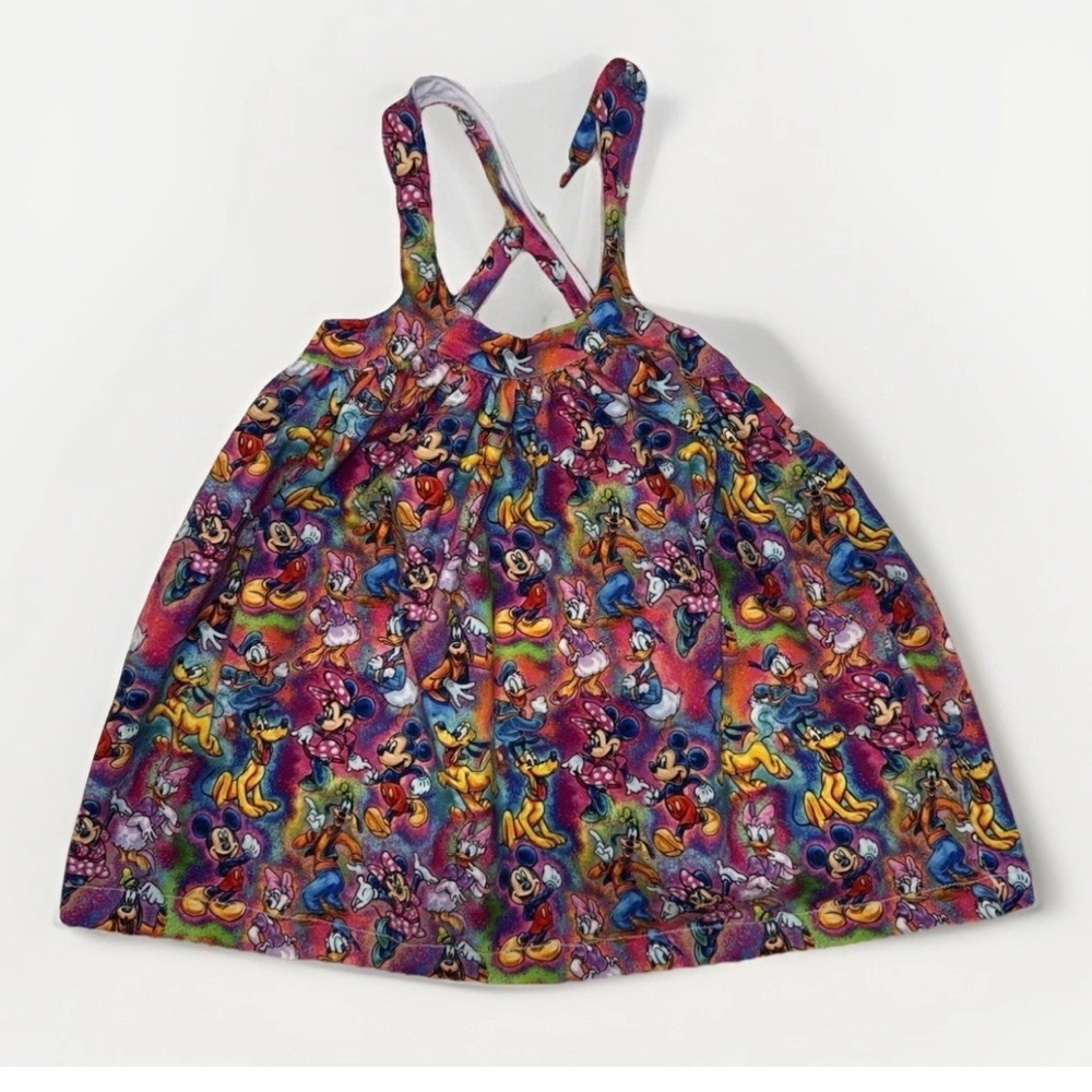 Disney Characters Vintage Pattern Handmade Sleeveless Baby Girls Dress Toddler